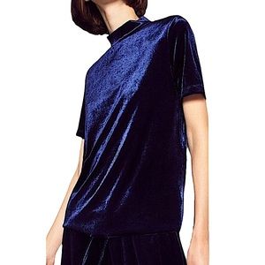 Zara High Neck Velvet Top